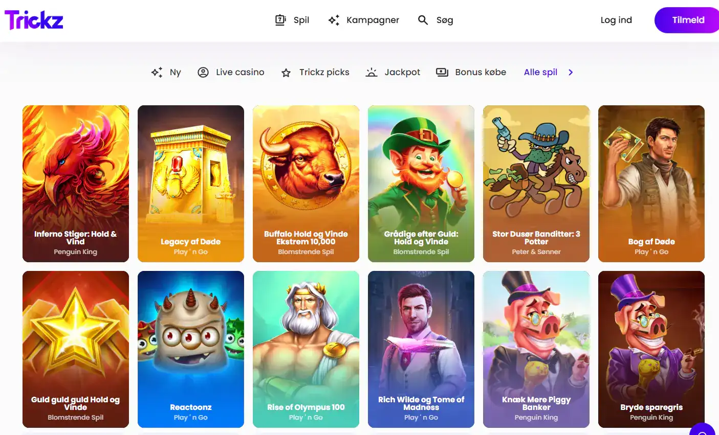 Trickz spil – spilleautomater, livekasino og spiludvalg