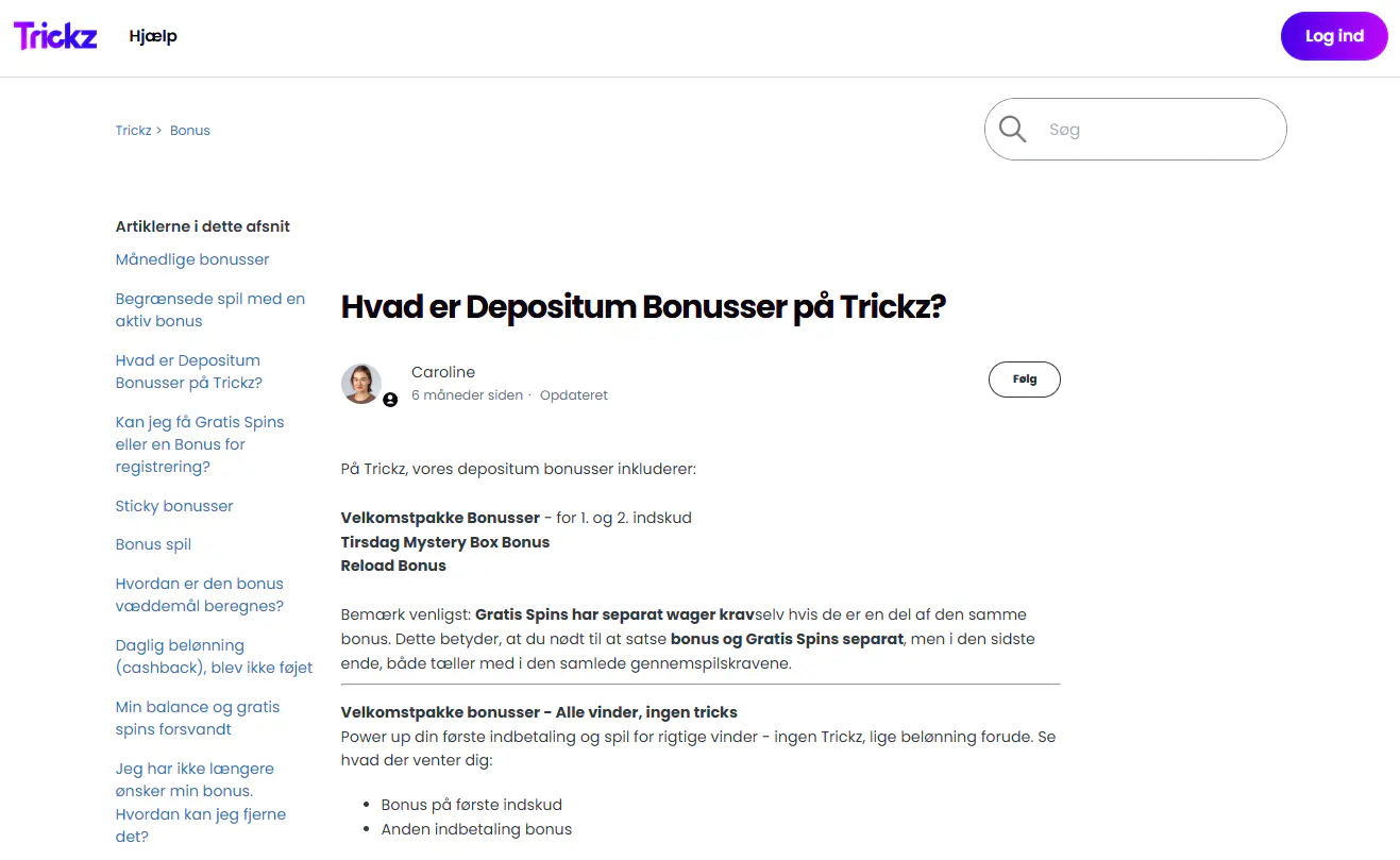 Trickz bonus – velkomsttilbud og vilkår for danske spillere